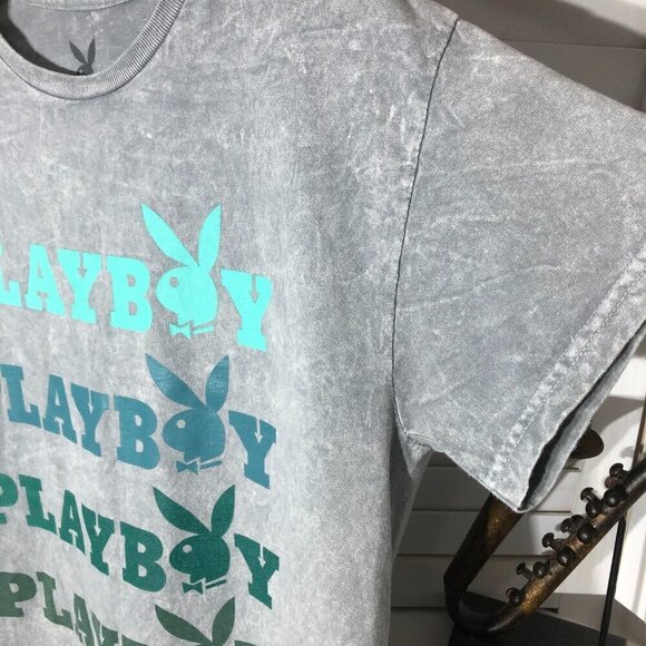 Playboy T Shirt Gray Blue Bunny Logo Cotton Short Sleeves M - Picture 5 of 6